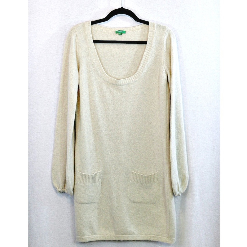 Benetton Beige wool angora tunic sweater dress M